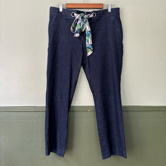 Anthropologie Essential Crop Flare Denim Trousers Size 12 - Picture 2 of 16